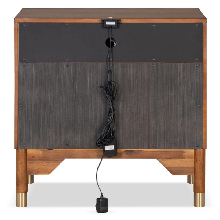 Forma Walnut Charging Nightstand with LED Light