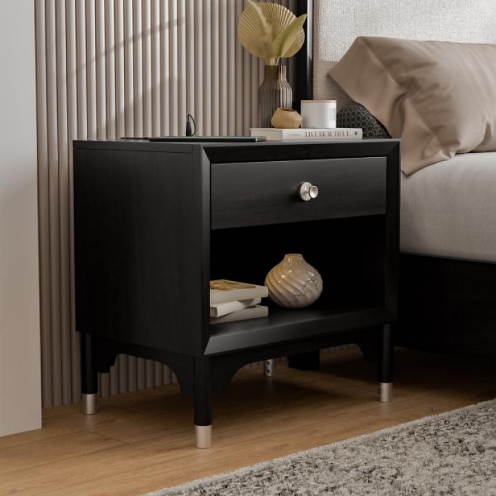 Forma Black Charging Nightstand with LED Light