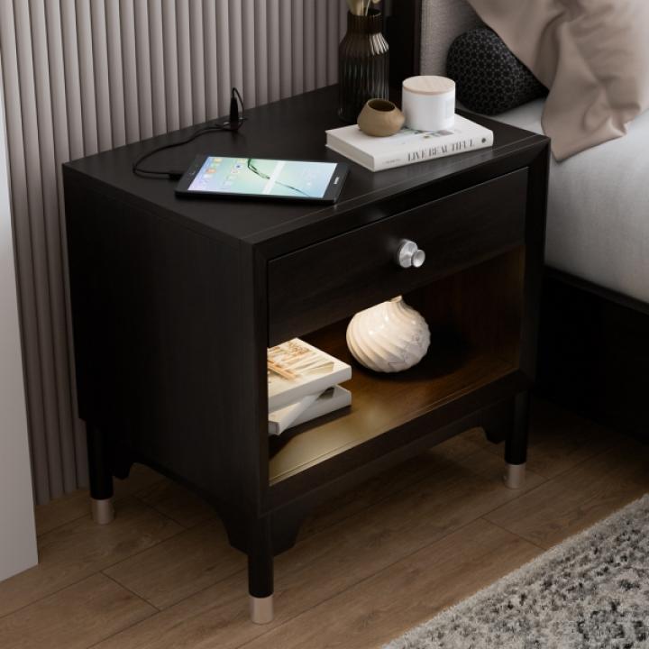 Forma Black Charging Nightstand with LED Light