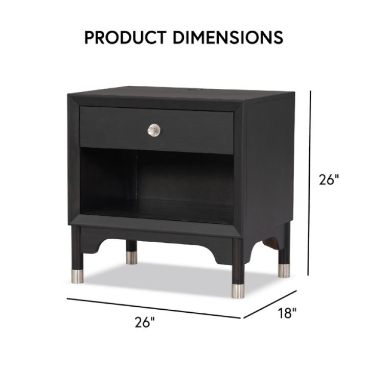 Forma Black Charging Nightstand with LED Light
