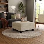 Kasin Beige Chenille Storage Ottoman