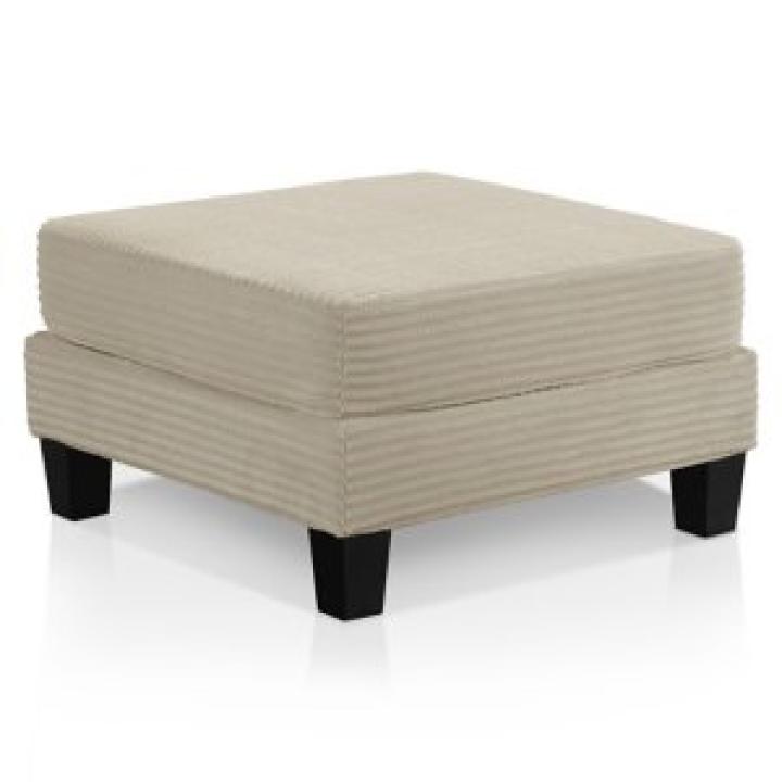 Kasin Beige Chenille Storage Ottoman
