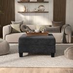 Kasin Gray Chenille Storage Ottoman