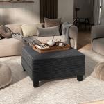 Kasin Gray Chenille Storage Ottoman