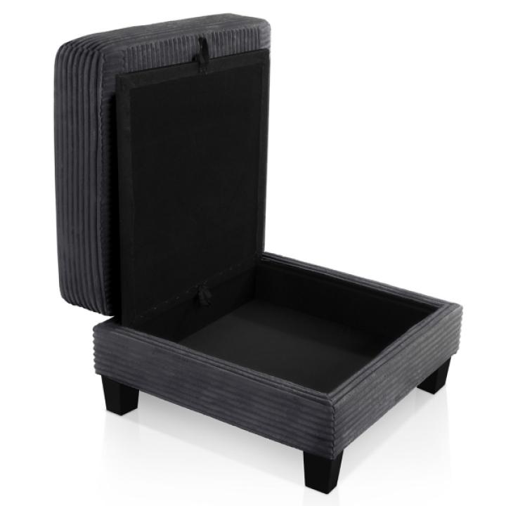 Kasin Gray Chenille Storage Ottoman