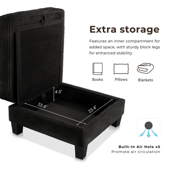 Kasin Gray Chenille Storage Ottoman