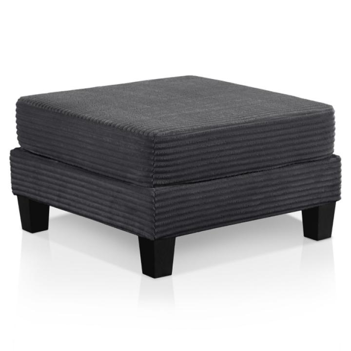 Kasin Gray Chenille Storage Ottoman