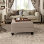 Colby Beige Boucle Storage Ottoman