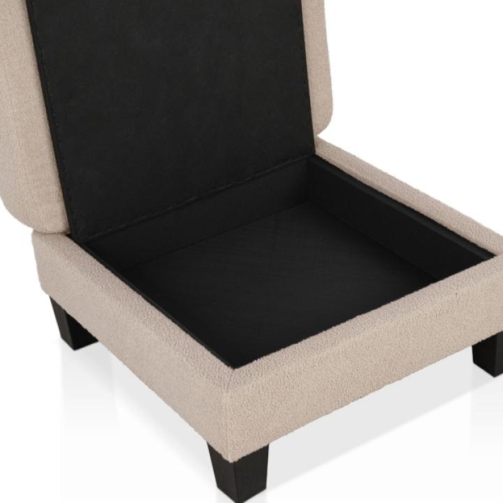 Colby Beige Boucle Storage Ottoman