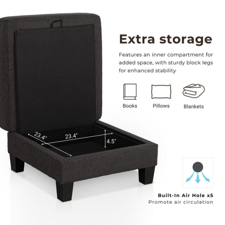 Colby Beige Boucle Storage Ottoman