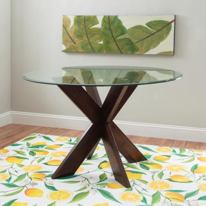 Auden Glass and Espresso Wood Round Dining Table