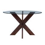 Auden Glass and Espresso Wood Round Dining Table
