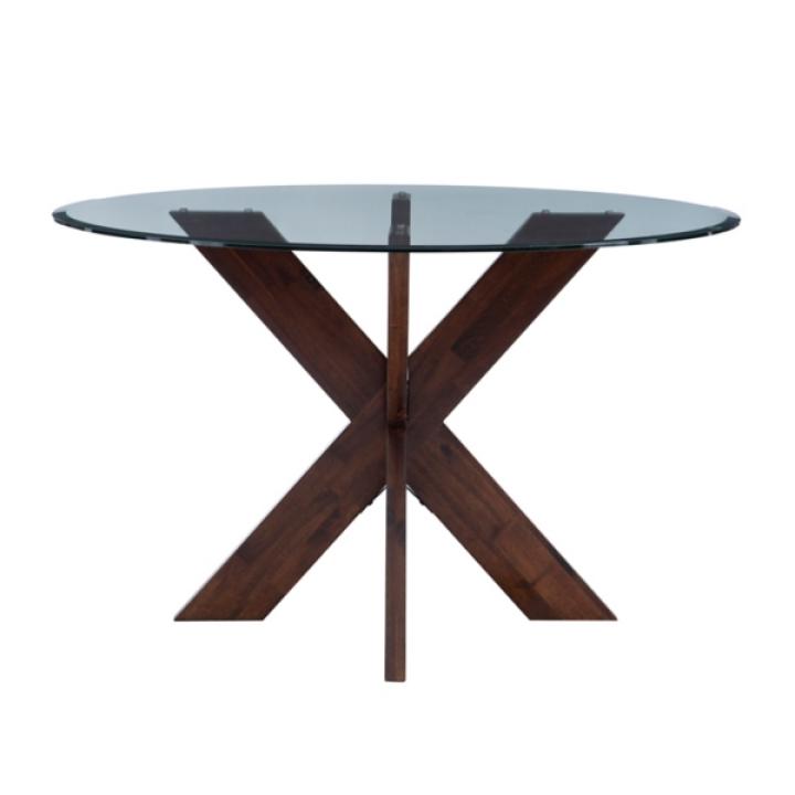 Auden Glass and Espresso Wood Round Dining Table