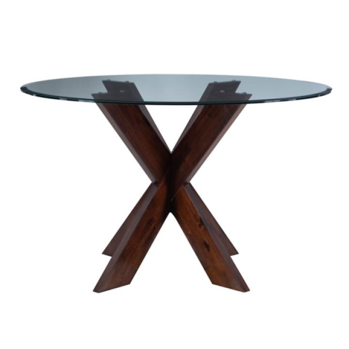 Auden Glass and Espresso Wood Round Dining Table