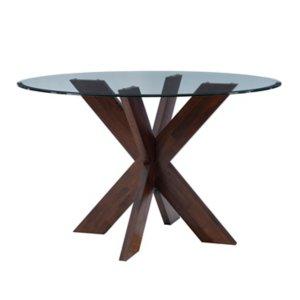 Auden Glass and Espresso Wood Round Dining Table