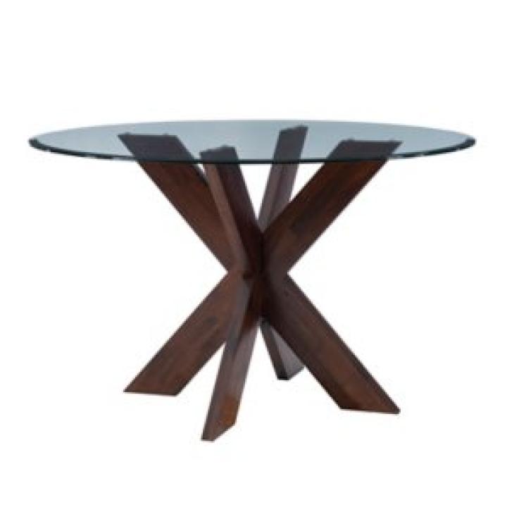 Auden Glass and Espresso Wood Round Dining Table