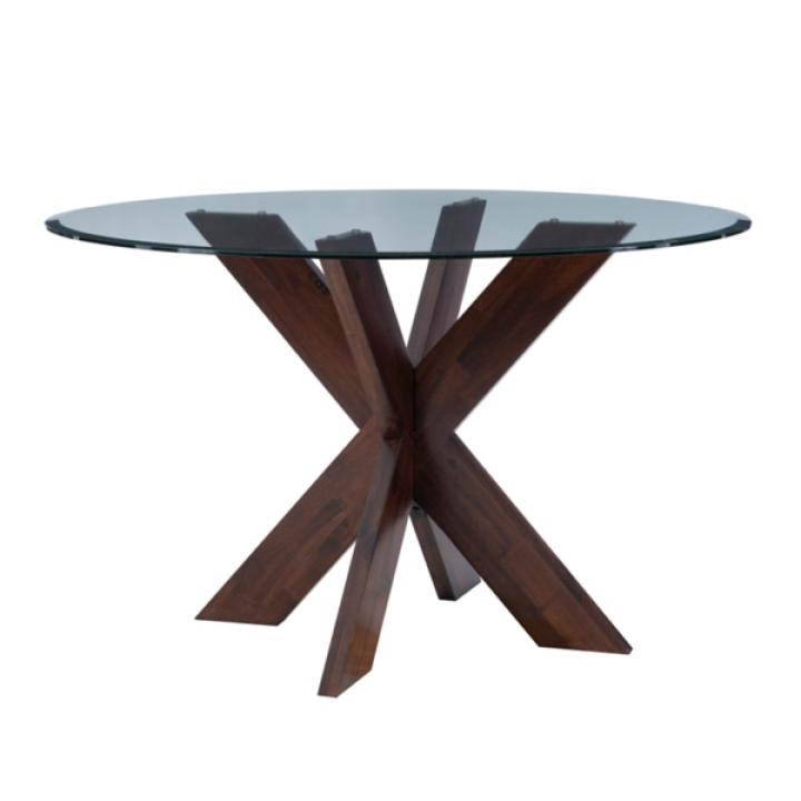 Auden Glass and Espresso Wood Round Dining Table