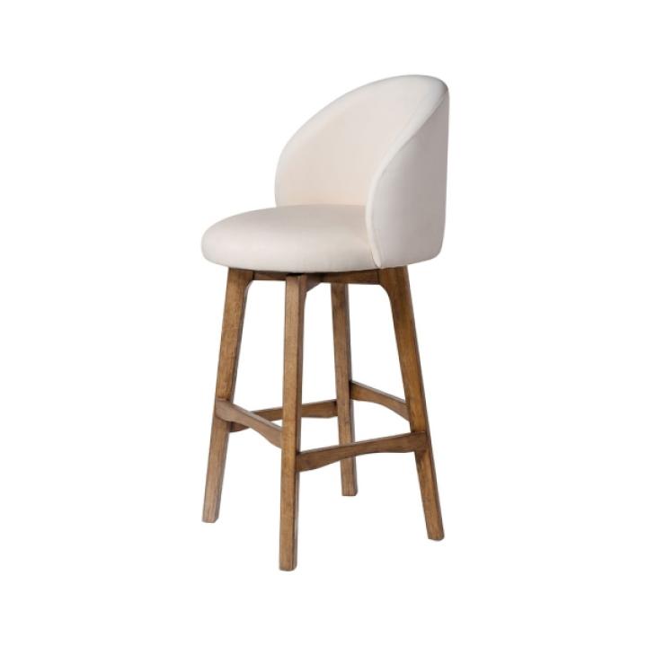 Garet Cream Upholstered Swivel Bar Stool