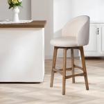 Garet Cream Upholstered Swivel Bar Stool
