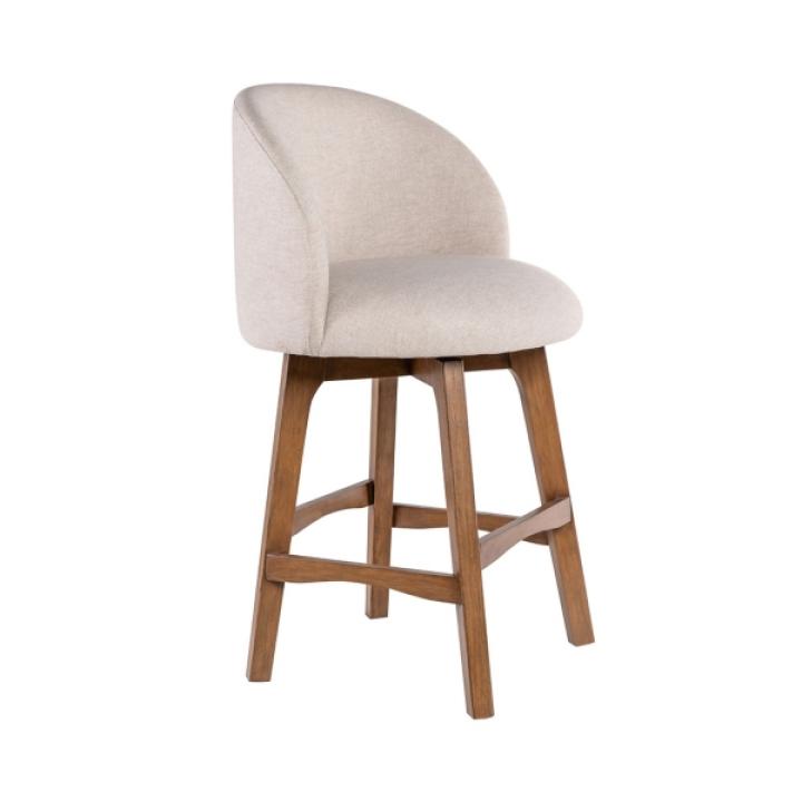 Garet Cream Upholstered Swivel Counter Stool