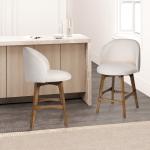 Garet Cream Upholstered Swivel Counter Stool
