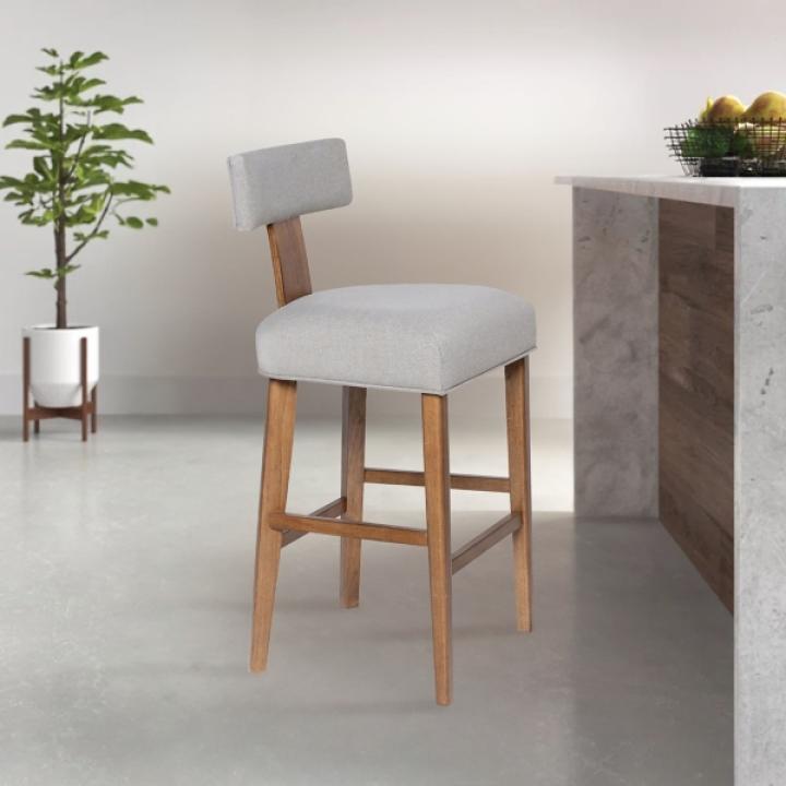 Thalia Gray Upholstered T-Back Bar Stool