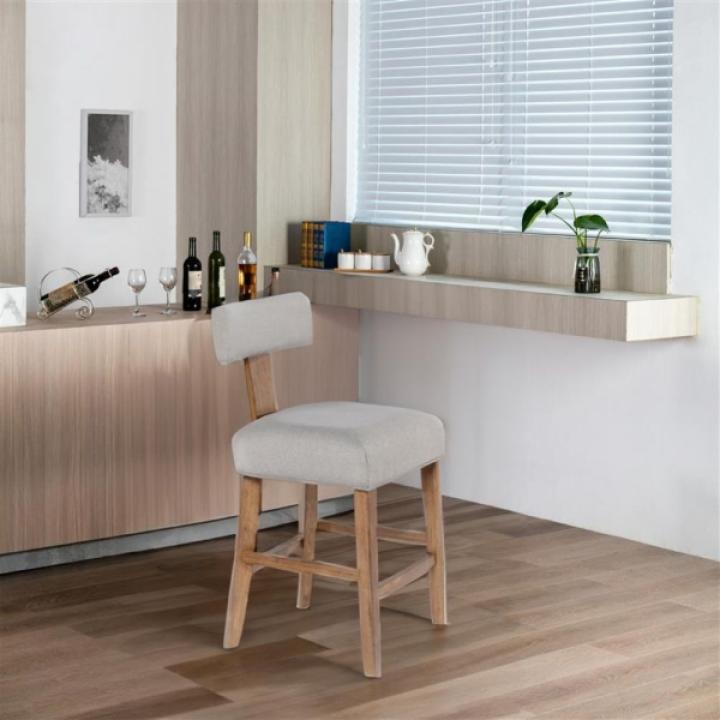 Thalia Gray Upholstered T-Back Counter Stool