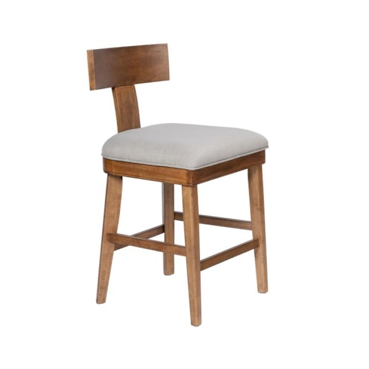 Theodora Gray Upholstered T-Back Counter Stool