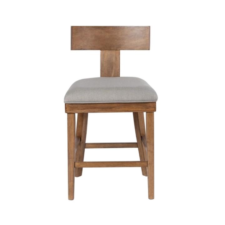 Theodora Gray Upholstered T-Back Counter Stool
