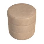 Sand Faux Leather Channel Tufted Round Ottoman