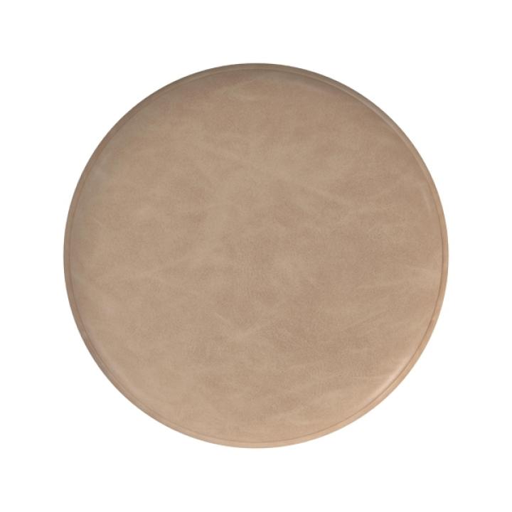Sand Faux Leather Channel Tufted Round Ottoman