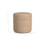 Sand Faux Leather Channel Tufted Round Ottoman