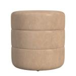 Sand Faux Leather Channel Tufted Round Ottoman