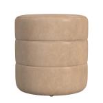 Sand Faux Leather Channel Tufted Round Ottoman