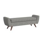 Gray Woven Storage Bench with Wood Legs
