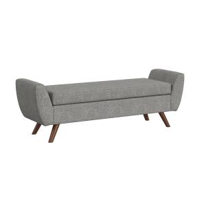 Gray Woven Storage Bench with Wood Legs