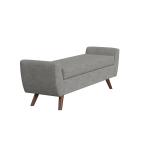 Gray Woven Storage Bench with Wood Legs