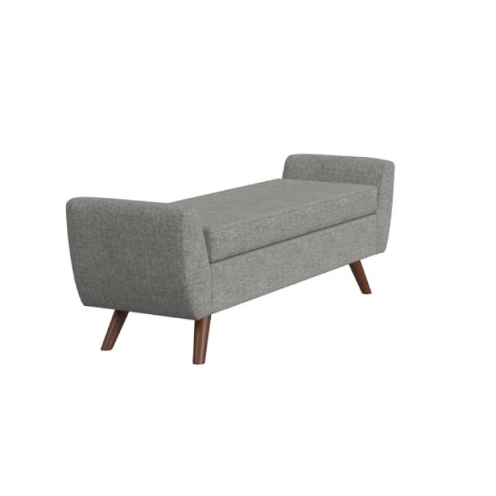 Gray Woven Storage Bench with Wood Legs