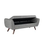 Gray Woven Storage Bench with Wood Legs