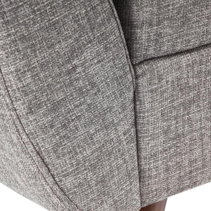 Gray Woven Storage Bench with Wood Legs