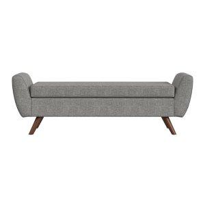 Gray Woven Storage Bench with Wood Legs