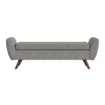 Gray Woven Storage Bench with Wood Legs