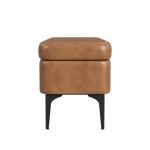 Rounded Caramel Faux Leather Storage Bench