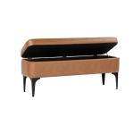 Rounded Caramel Faux Leather Storage Bench
