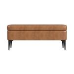 Rounded Caramel Faux Leather Storage Bench