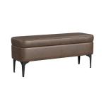 Rounded Brown Faux Leather Storage Bench
