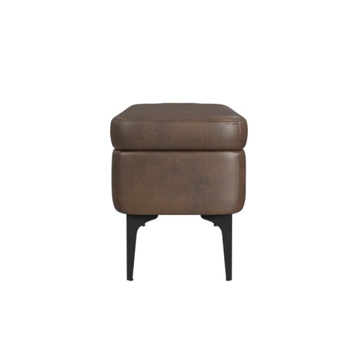 Rounded Brown Faux Leather Storage Bench