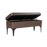 Rounded Brown Faux Leather Storage Bench