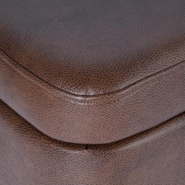 Rounded Brown Faux Leather Storage Bench