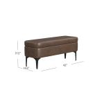 Rounded Brown Faux Leather Storage Bench